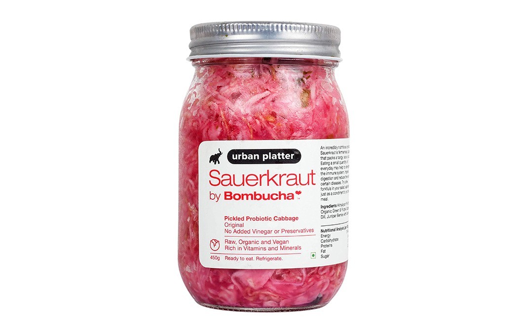 Urban Platter Sauerkraut by Bombucha Pickled Probiotic Cabbage Original   Glass Jar  450 grams